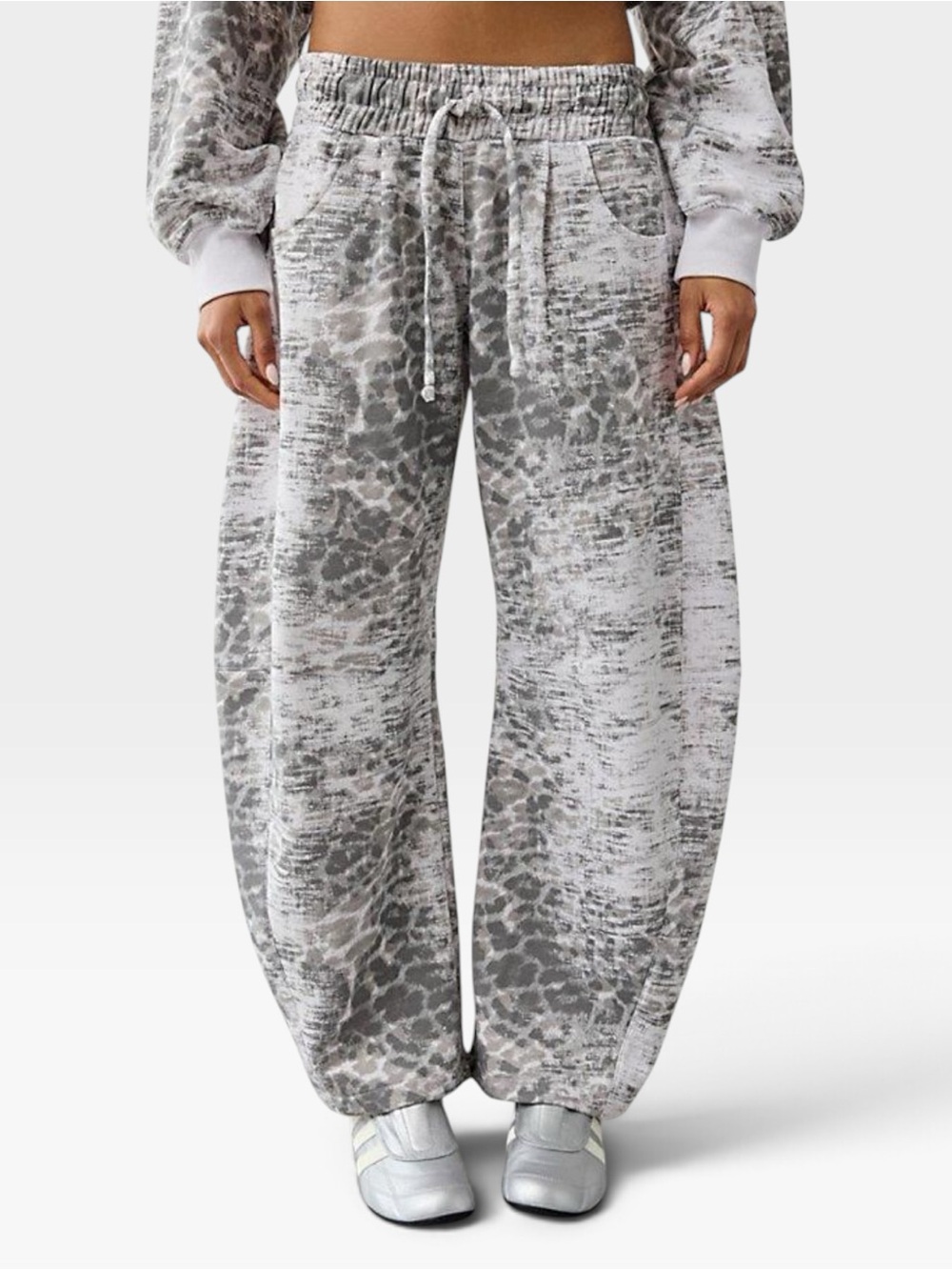 Urban Outfitters Out From Under Sweatpants Gray Abstract Animal Print Barrel Leg